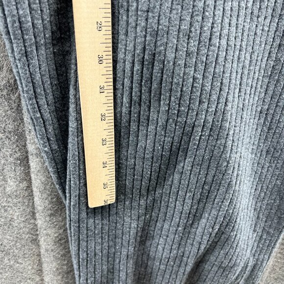 7 For All Mankind Dress Women Large Gray Ribbed Knit Bodycon Midi Slip V-Neck - Picture 3 of 9